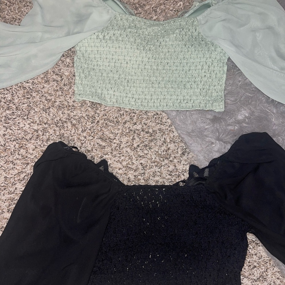 Rue21 Crochet Lace Crop Top Bundle - Sage Green & Black - Picture 10 of 10